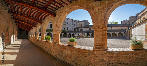 Wallpaper Mural Panoramic view of the courtyard at the kiosk of the Abbadia di Fiastra, in Italy. Torontodigital.ca