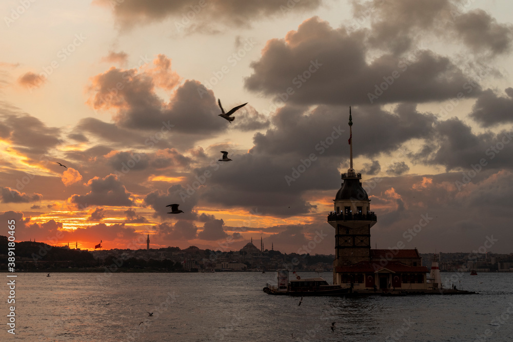 sunset over the Maiden's Tower, Istanbul