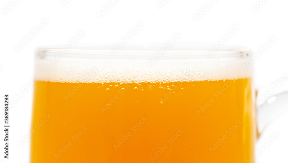 Mug of foamy beer isolated on white background. Mug of foamy beer isolated on white background.