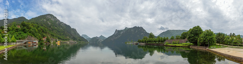 View of the Traunsee, seen from the southern shore in Ebensee