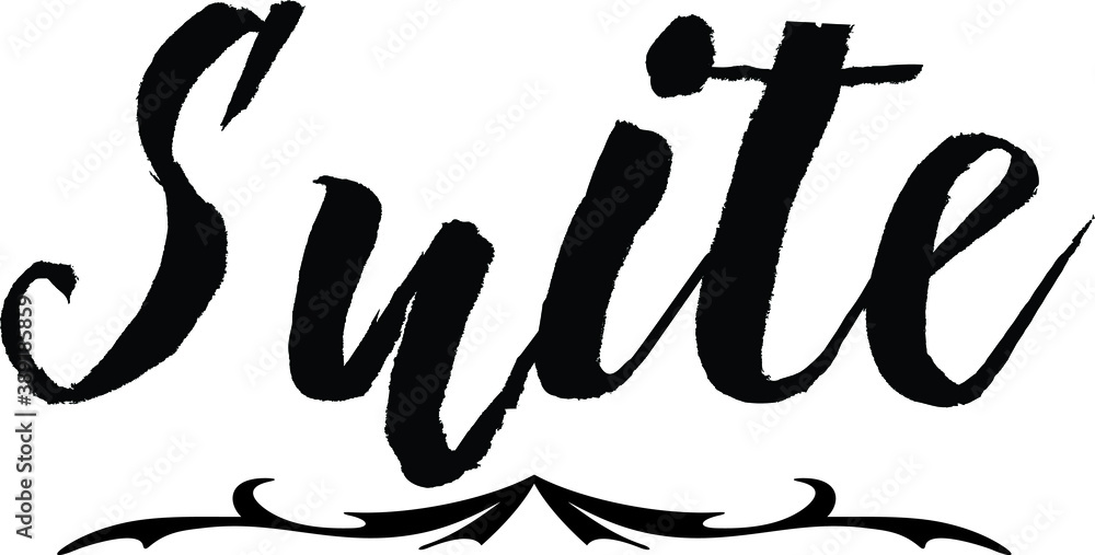 Suite Bold Calligraphy Black Color Text On White Background Suite Bold Calligraphy Black Color Text On White Background