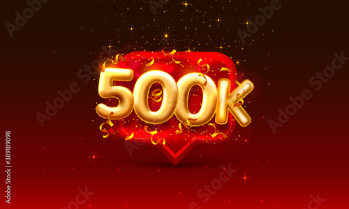 Thank you followers peoples, 500k online social group, happy banner celebrate, Vector photo