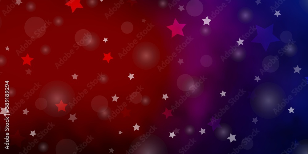 Light Blue, Red vector pattern with circles, stars. Light Blue, Red vector pattern with circles, stars.