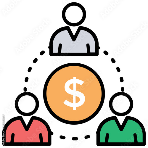 
Group of people around a dollar coin indicating sponsors 

