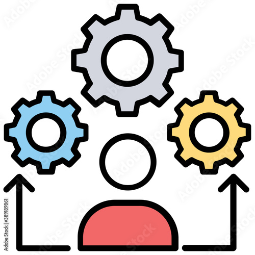 
Male avatar with gears symbolic of project manager
