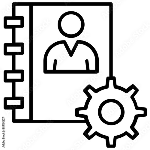 
Business manual with gear sign flat icon 
