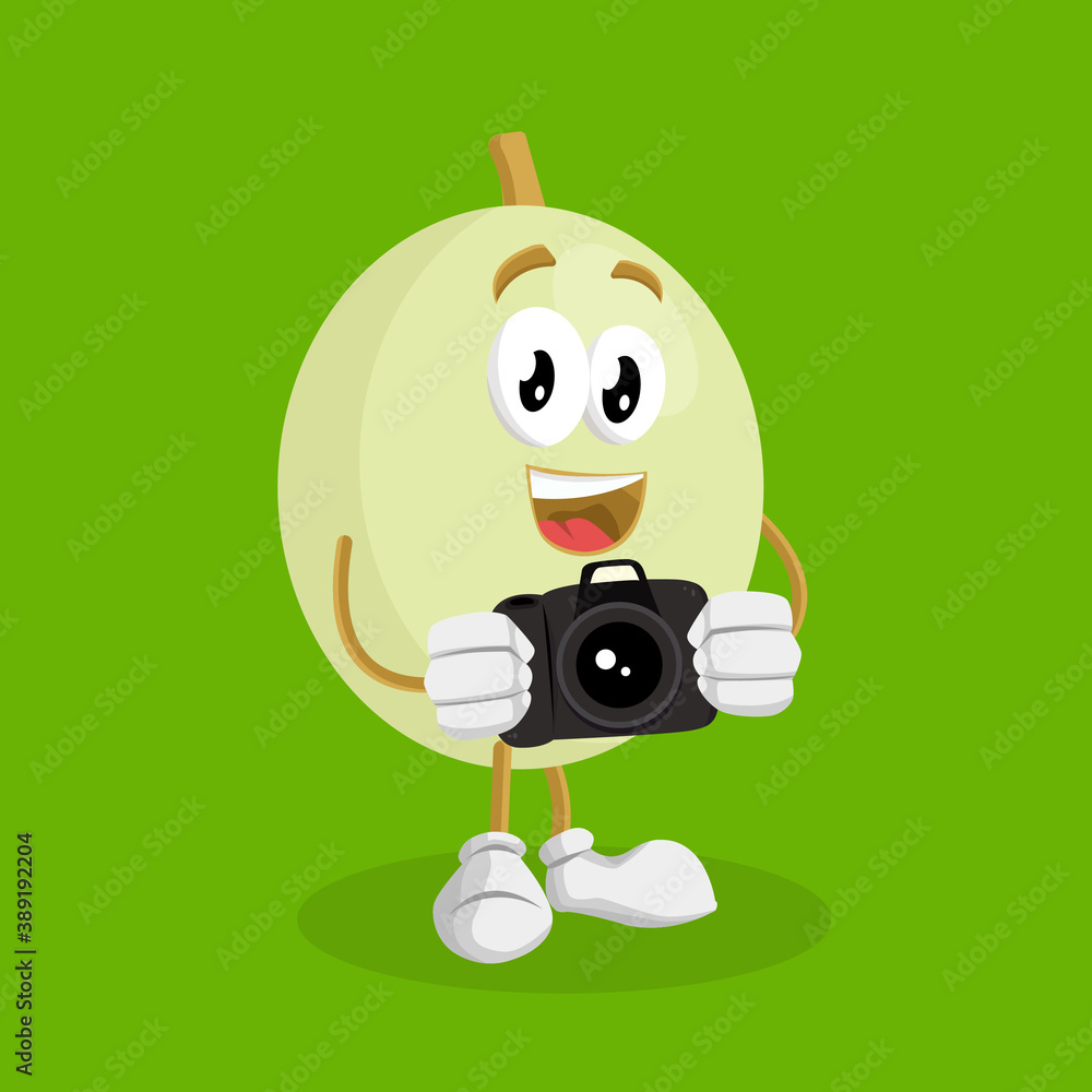 Honeydew Logo mascot with camera pose Honeydew Logo mascot with camera pose