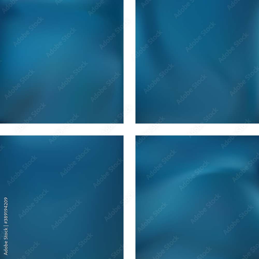 Fototapeta premium Set with blue abstract blurred backgrounds. Vector illustration. Modern geometrical backdrop. Abstract template.