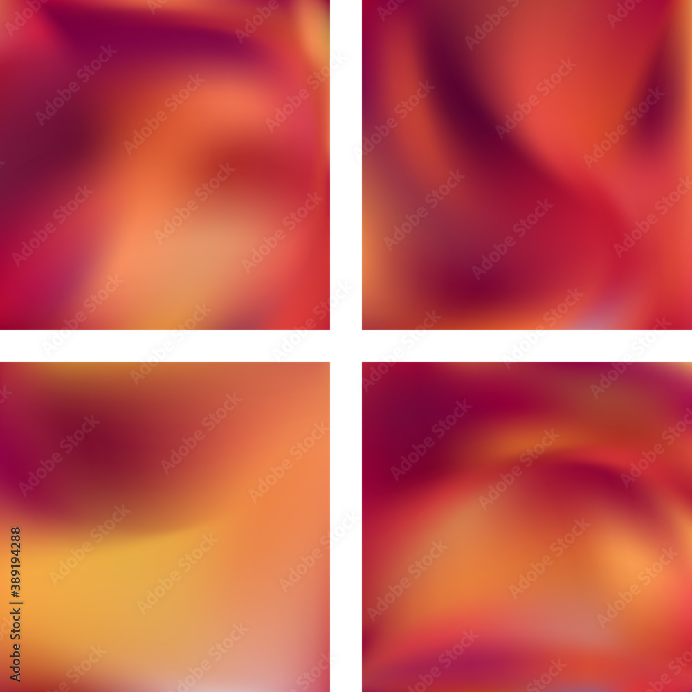 Naklejka premium Set with abstract blurred backgrounds. Vector illustration. Modern geometrical backdrop. Abstract template. Yellow, orange colors.