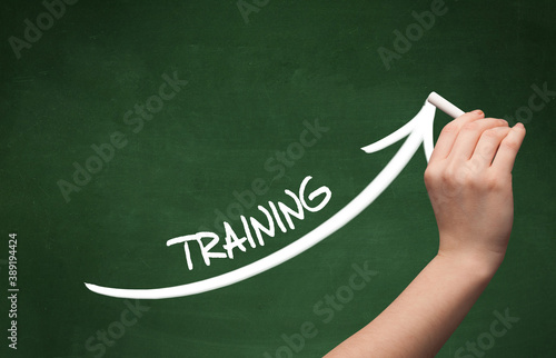 Wallpaper Mural Hand drawing TRAINING inscription with white chalk on blackboard, business concept Torontodigital.ca