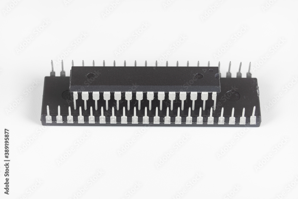 Microcontroller isolated on white background.