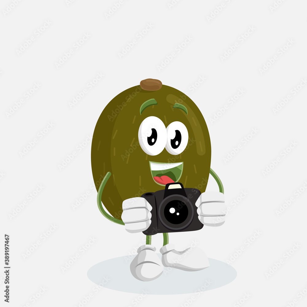 Kiwi Logo mascot with camera pose Kiwi Logo mascot with camera pose