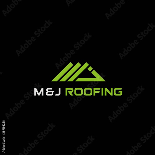 M J initials roof logo design is modern and professional 1