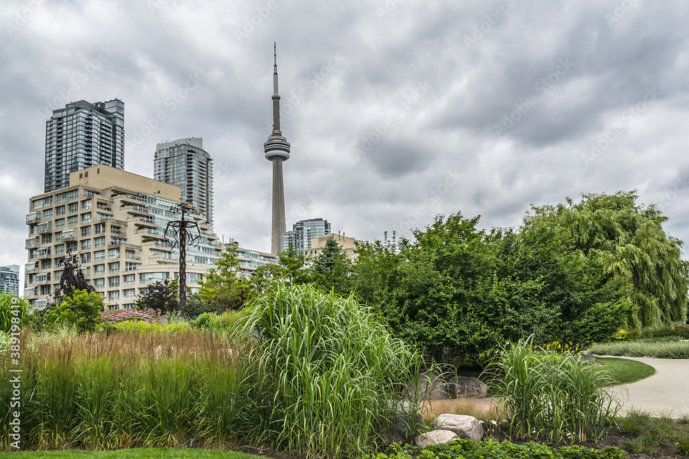 Obraz premium Beautiful Garden near the Toronto harbor. Toronto, Ontario, Canada.