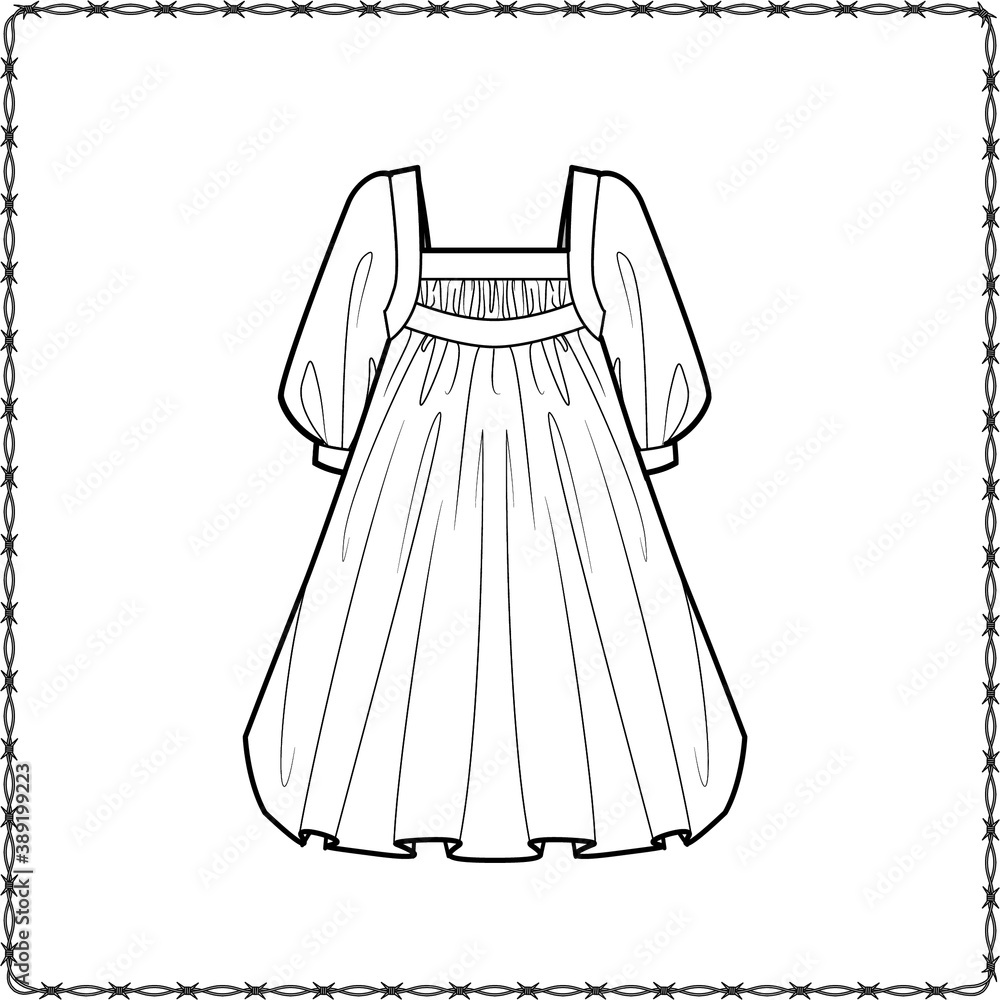 Editable fashion garment flat sketch for creating new designs Editable fashion garment flat sketch for creating new designs