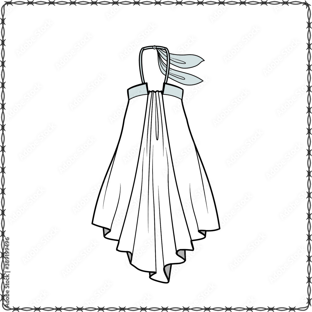 Editable fashion garment flat sketch for creating new designs Editable fashion garment flat sketch for creating new designs