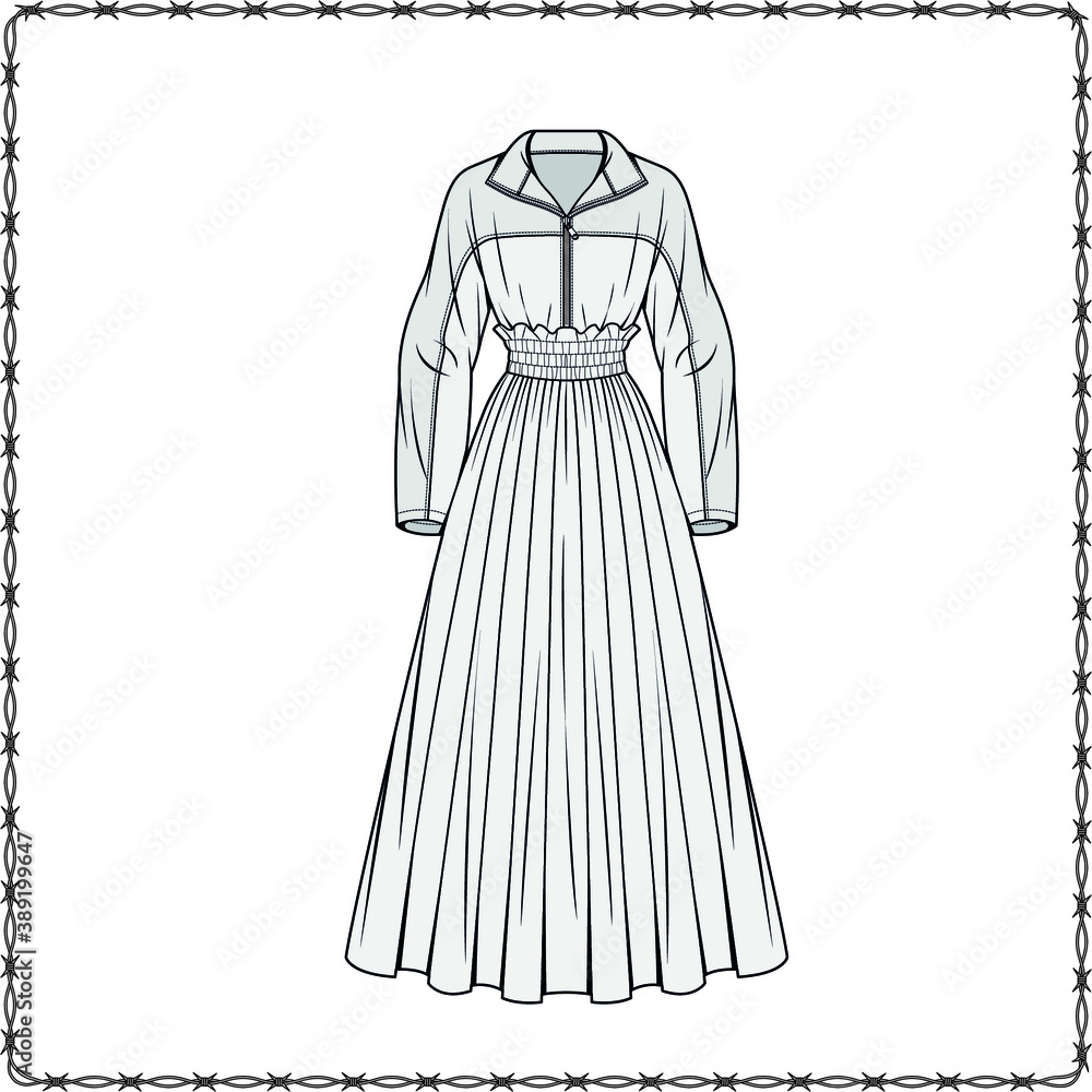 Editable fashion garment flat sketch for creating new designs Editable fashion garment flat sketch for creating new designs
