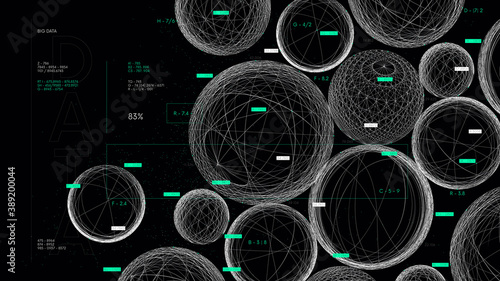 Visualization of information databases, analysis and processing of data flow, conceptual cyberspace of global network
