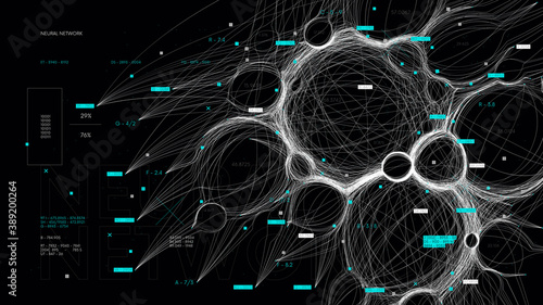 Digital visualization of data flow and formation of neural networks, database processing