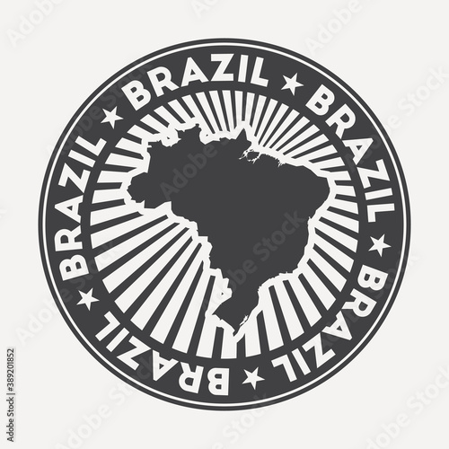 Brazil round logo. Vintage travel badge with the circular name and map of the country, vector illustration. Can be used as insignia, logotype, label, sticker or badge of Brazil.