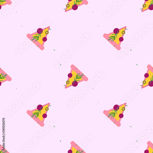 Awesome pizza seamless pattern. Flat vector illustration