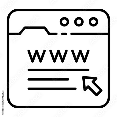 Website Browser Concept, www click vector icon design, Cloud computing and Internet hosting services Symbol on White background, Web Site Address Sign 
