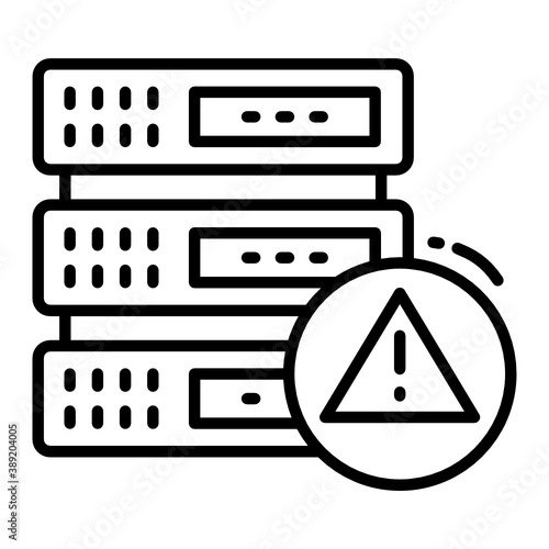 DHCP server announce an alert Concept, Database Machine Error vector Icon Design, Cloud computing and Web hosting services Symbol on White background, Network outage Sign 