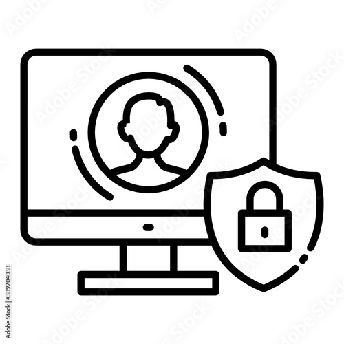 Digital Security Consultant Concept, Privacy Policy Vector Line Icon Design, Cloud computing and Internet hosting services Symbol on White background 