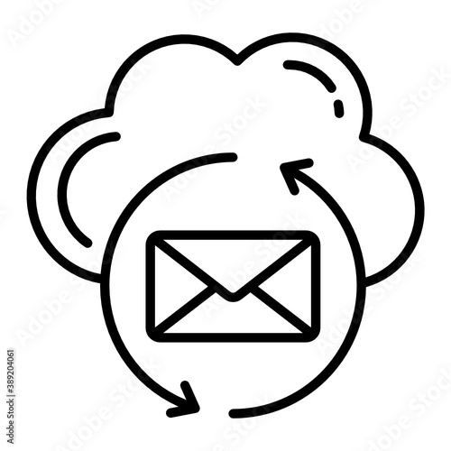 Hosted Email Concept, Cloud Server Messaging Vector Icon Design, Cloud computing and Web hosting services Symbol on White background 
