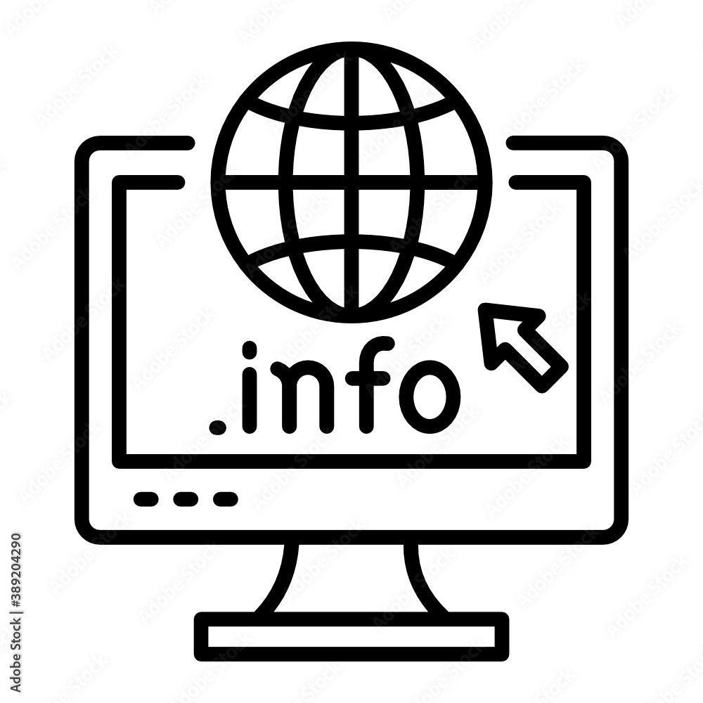 dot info generic top level domain concept, gtld vector Line icon design, Domain for information Website Sign, Cloud computing and Internet hosting services Symbol on White background dot info generic top level domain concept, gtld vector Line icon design, Domain for information Website Sign, Cloud computing and Internet hosting services Symbol on White background
