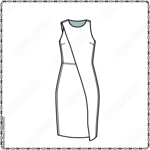 women dress editable fashion flat sketch for creating new designs mockup