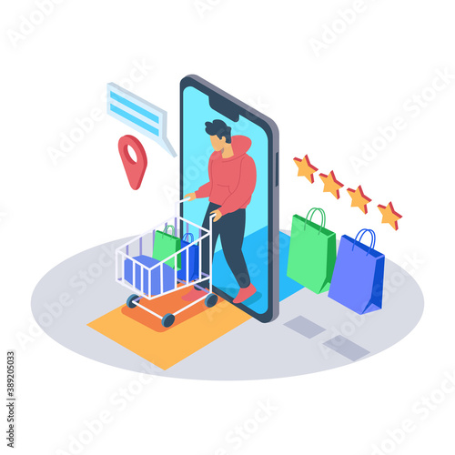 Online shopping isometric vector illustration concept