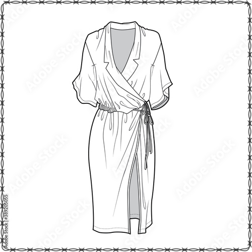 women dress editable fashion flat sketch for creating new designs mockup