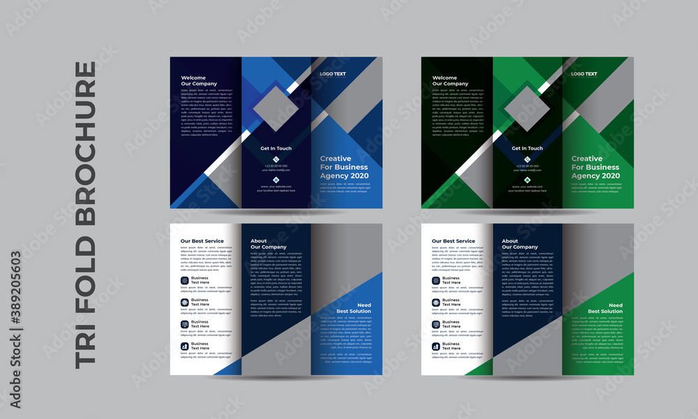 Abstract Business tri-fold brochure template design with A4 size layout ...