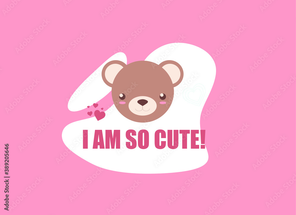 Fototapeta premium cute animal faces with inscriptions, colored vector illustration on a white background