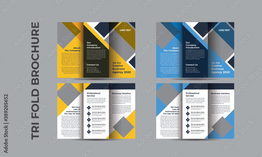 Abstract Business tri-fold brochure template design with A4 size layout ...