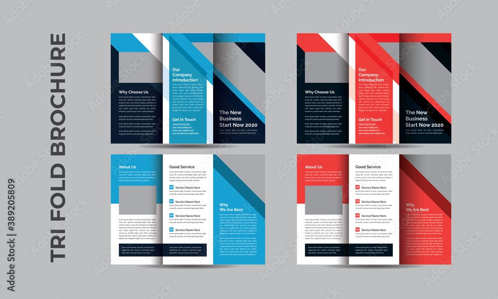 Abstract Business tri-fold brochure template design with A4 size layout ...