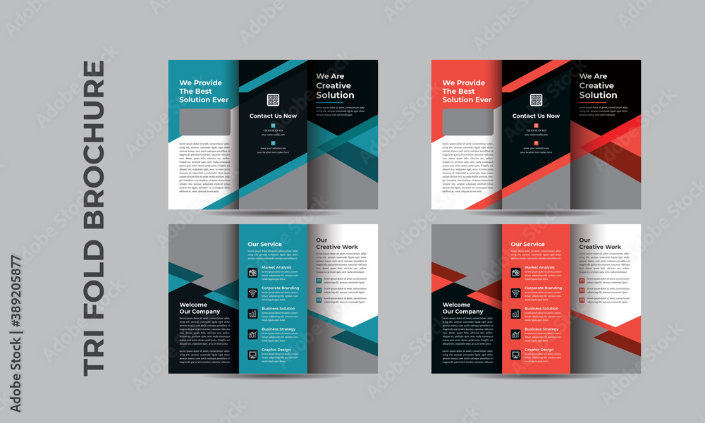 Abstract Business tri-fold brochure template design with A4 size layout ...