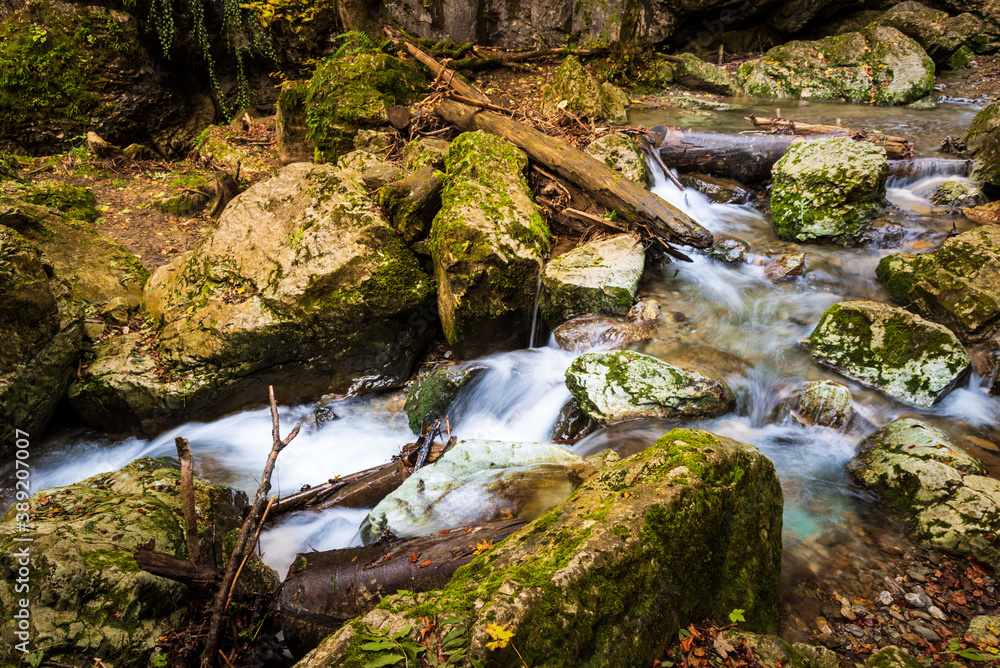 Obraz premium Kesselfallklamm waterfalls in Semriach region Graz, Styria.