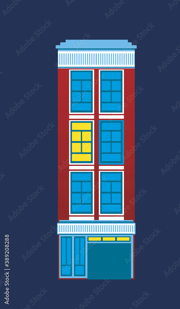 Obraz premium Amsterdam old house isolated as logo, emblem, flat vector stock illustration with facade of vintage architecture or old house of amsterdam, europe