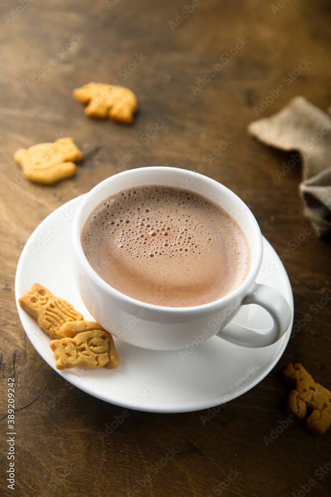 Traditional homemade hot chocolate with cookies Traditional homemade hot chocolate with cookies