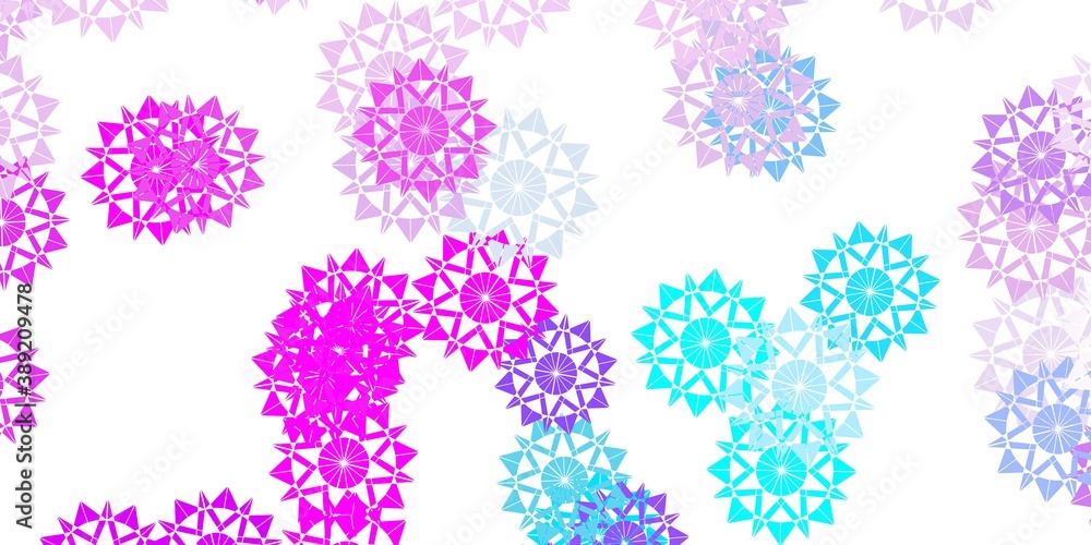 Light pink, blue vector template with ice snowflakes. Light pink, blue vector template with ice snowflakes.