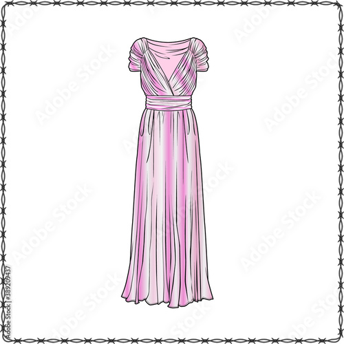 women dress editable fashion flat sketch for creating new designs mockup