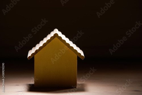 wooden model house on wooden background