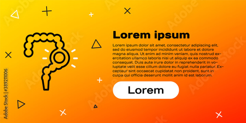 Line Gut constipation icon isolated on yellow background. Bowel problems. Colorful outline concept. Vector.