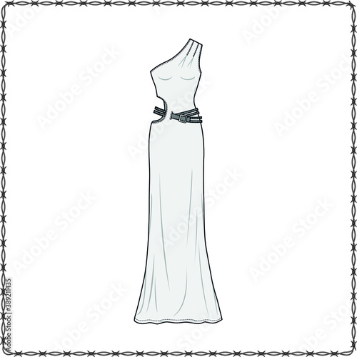 women dress editable fashion flat sketch for creating new designs mockup