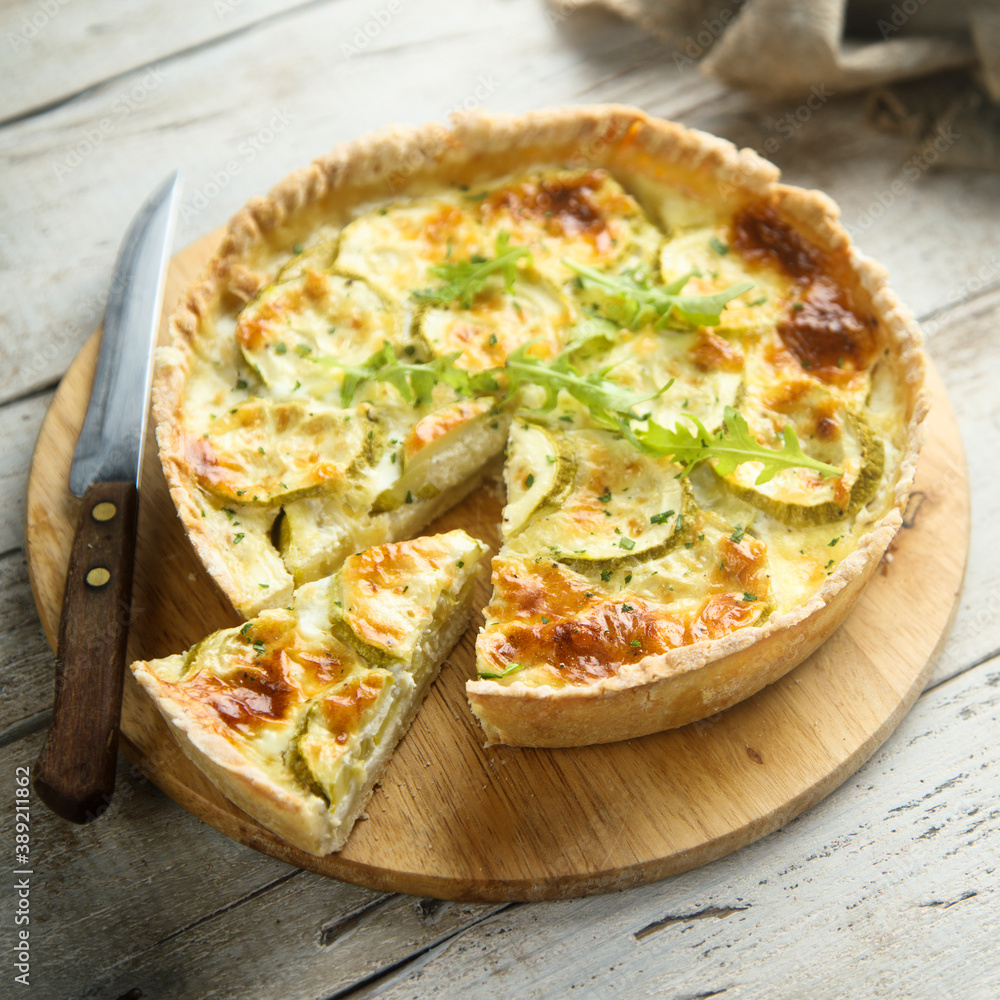 Homemade zucchini quiche with cheese Homemade zucchini quiche with cheese