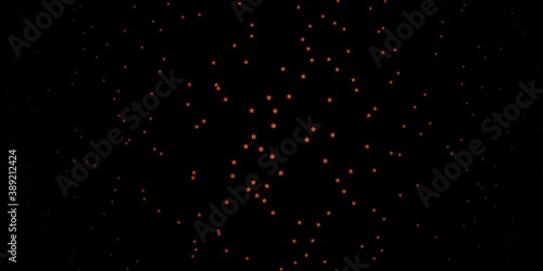 Dark Orange vector background with small and big stars.