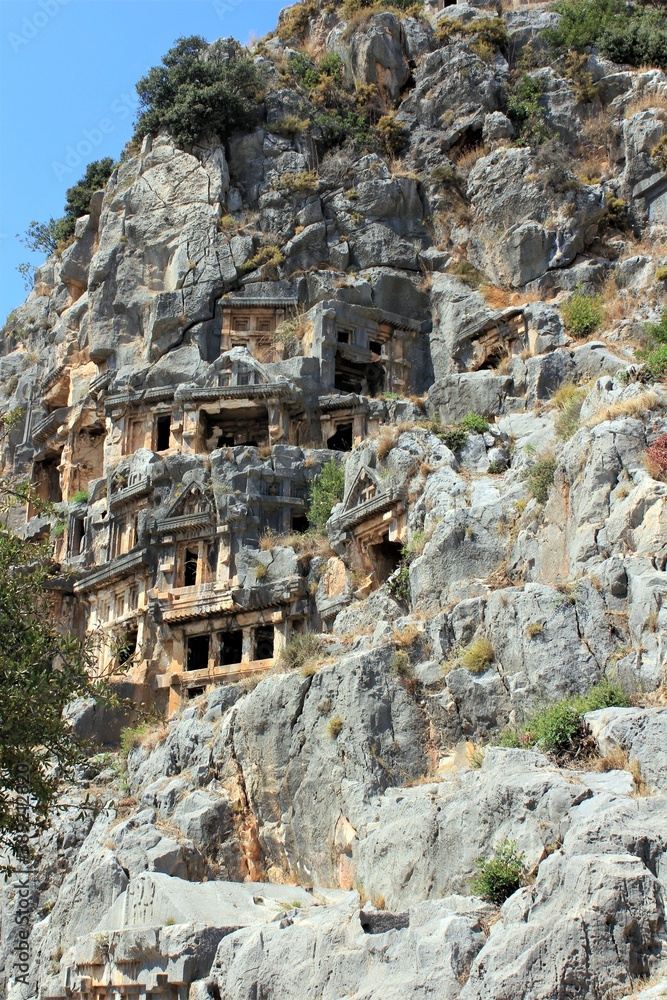 Lycian tombs on the territory of the ancient city of Myra in Turkey