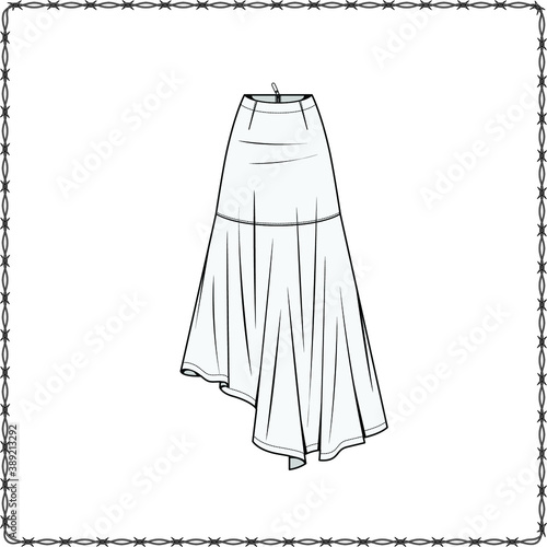 skirts dress editable fashion flat sketch for creating new designs mockup